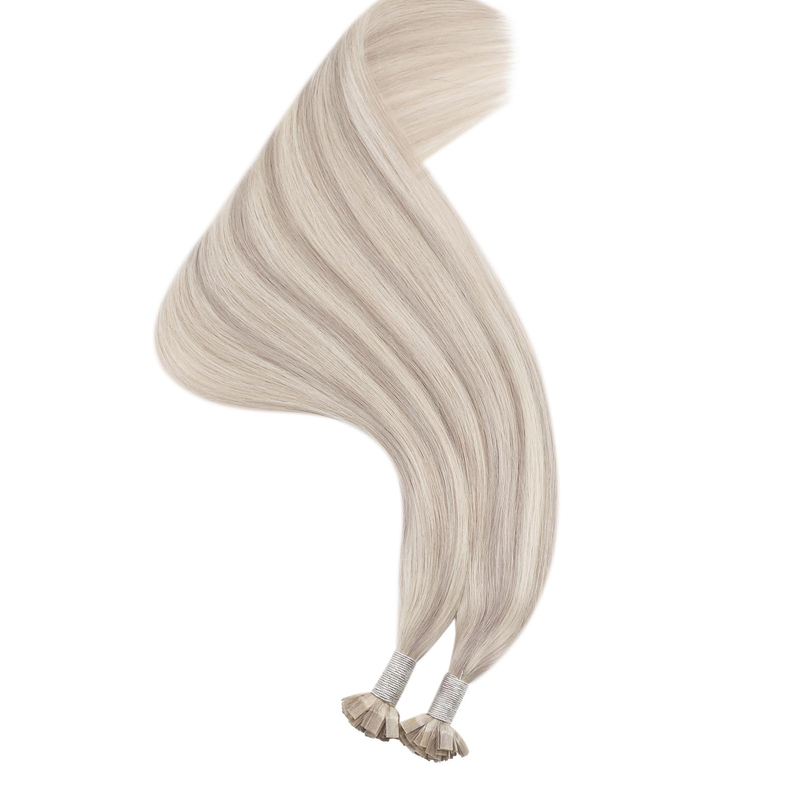 Ugeat Przedłużenia keratynowe z naturalnych włosów z końcówką w kształcie keratyny, włosy ludzkie, 50 g, 50 g, #P18/613, jasny blond