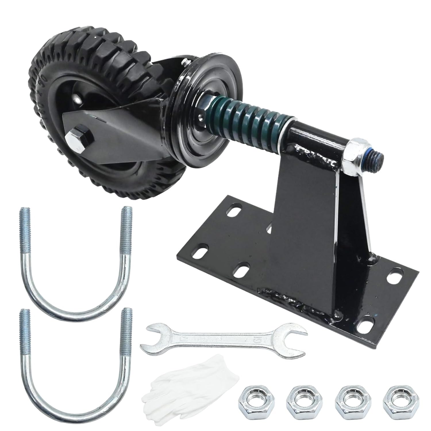 VIKKSAER 6‘’ Fence Gate Wheel with Brake, 500lb Capacity Heavy Duty Fence Gate Wheel,360 Degree Swivel Spring-Loaded, for Metal Tube Gate for Swing Gate Support