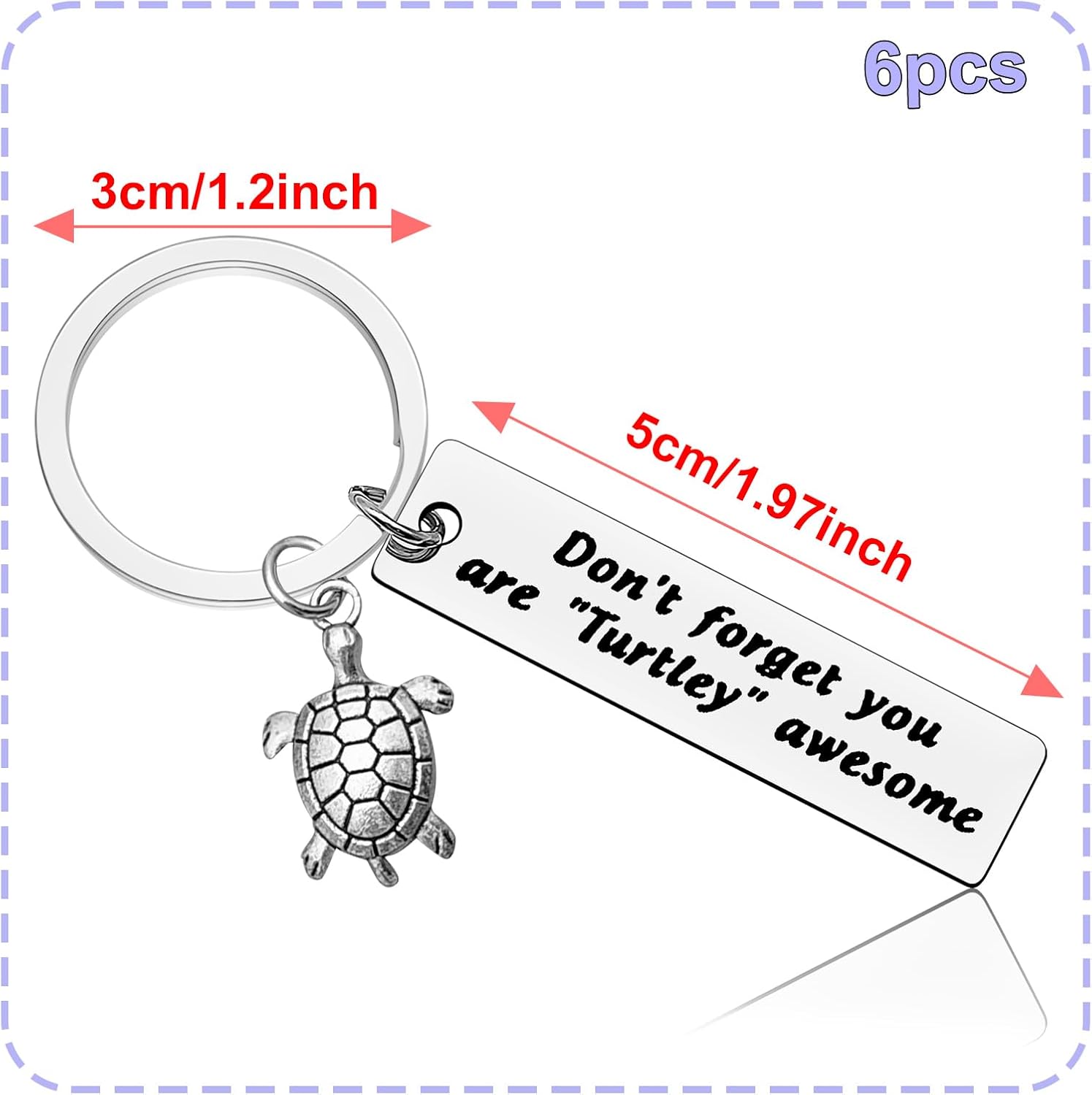 Vadaka 6Pcs Turtle Inspirational Keychain Turtle Lover Gift Encouragement Jewelry Sea Ocean Gift for Women Motivational Present Keychain for Daughter Girls Birthday Graduation Present - Image 3