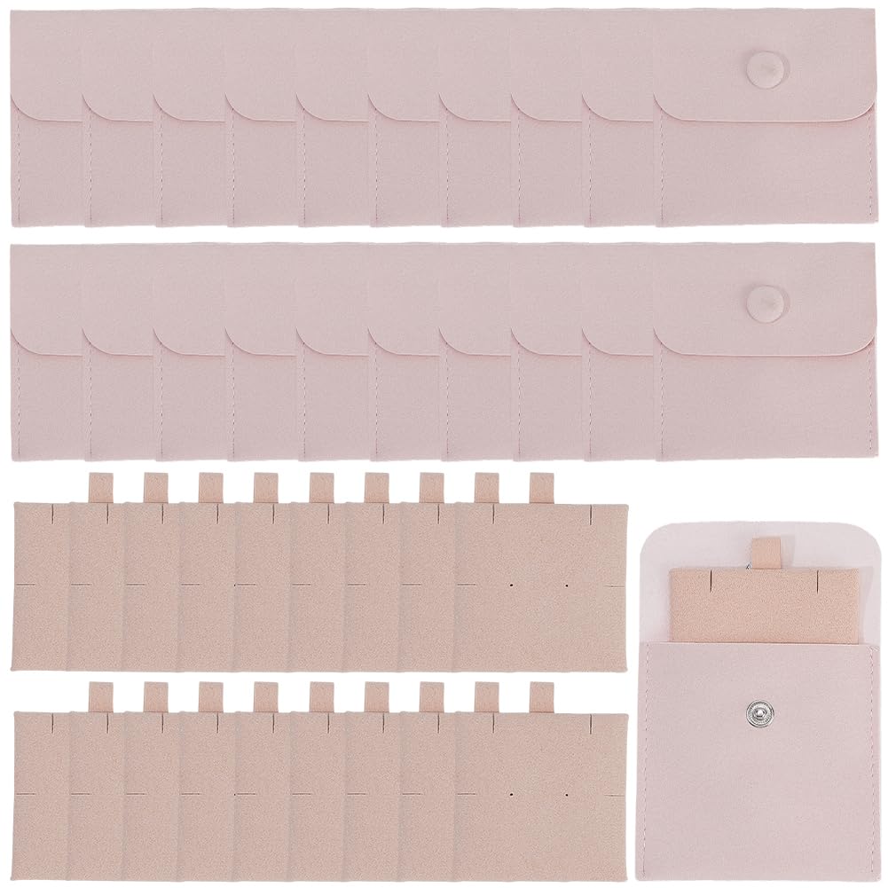 20 Lot de 3 x 3.2cm de Pochette à Bijoux à Pression avec Insert en Microfibre Rose Velours Doux Pochettes Carrées pour Cadeaux de Demoiselle d'honneur pour Bagues Boucles d'oreilles Colliers
