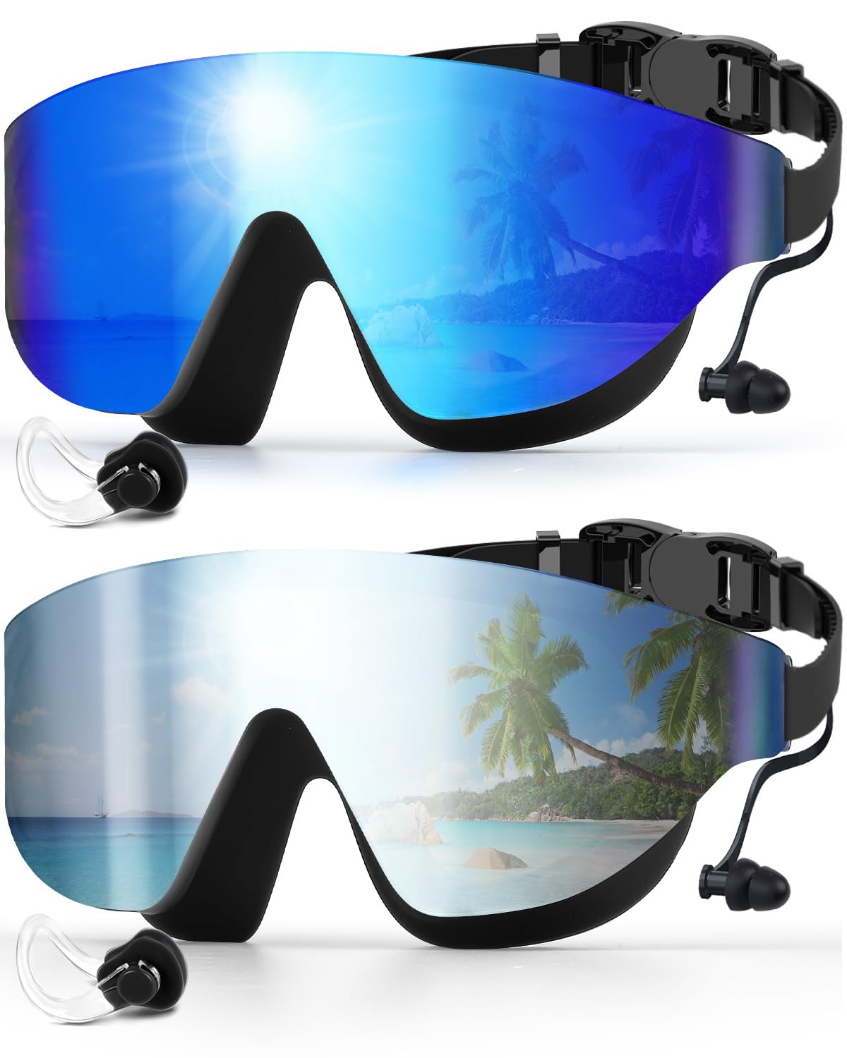 Swim Goggles, Frameless Wide View Swimming Goggles, Anti-Fog Anti-UV No Leaking Pool Goggles for Men Women Adult