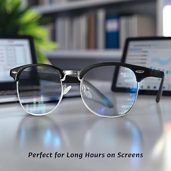 Blue Light Glasses Men and Woman, 99% Blue Light Blocking Glasses for Computer Gaming TV Phone Screen Half Frame