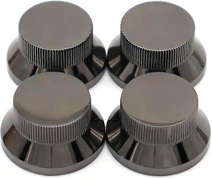4PCS Nickel Black Electric Guitar Control Knobs Metal Volume and Tone Knobs for Fender Strat Telecaster Jazz Les Paul Electric Guitar