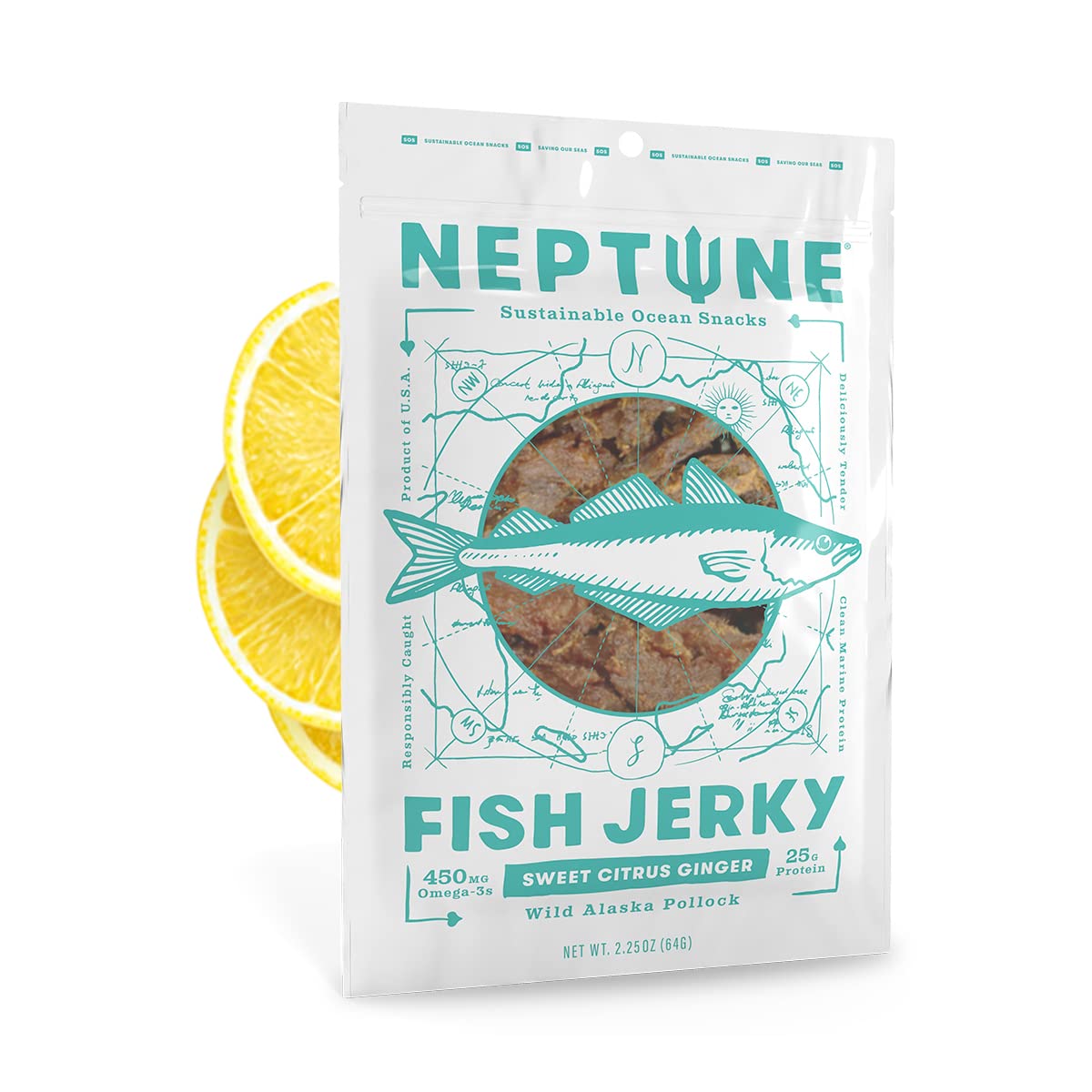 Wild Alaska Pollock Fish Jerky Sweet Citrus Ginger