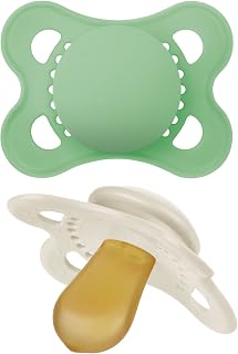 MAM Original Pure Pacifier, Climate Neutral MAM Natural Rubber Pacifier, Sustainable & Bio-Renewable Raw Materials, Sterilizer Case, Unisex, 0-6 Months, 2-Pack