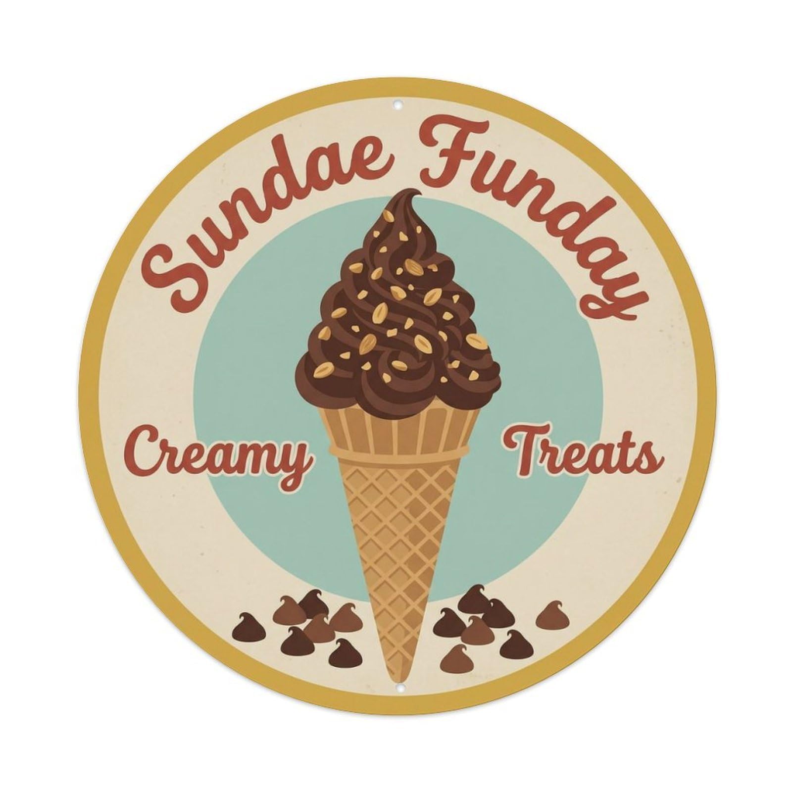 Sundae Funday Retro Advertising Metal Tin Sign