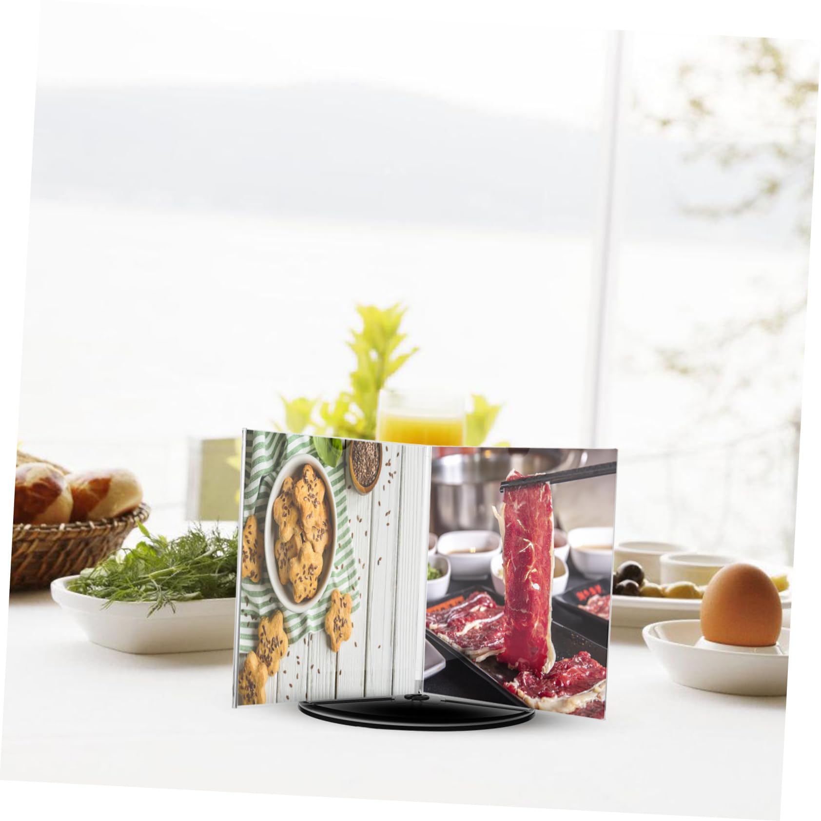 Portamenús de Acrílico A5 Giratorio de Seis Caras, 1 | Soporte de Escritorio para Precios y Letreros, Diseño Elegante para Buffets y Celebraciones