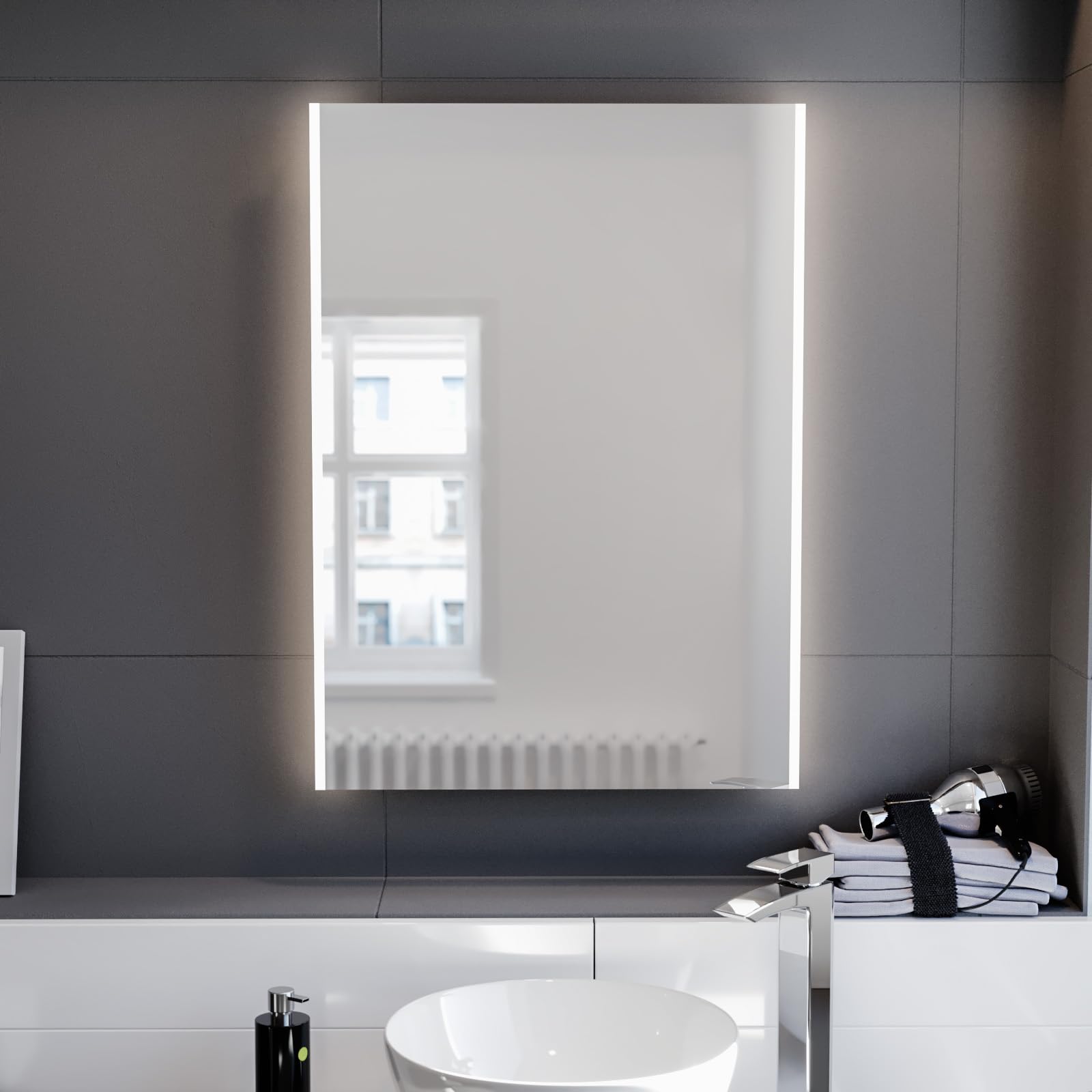 Nes Home Battery Operated Led Backlit Illuminated Bathroom Mirror