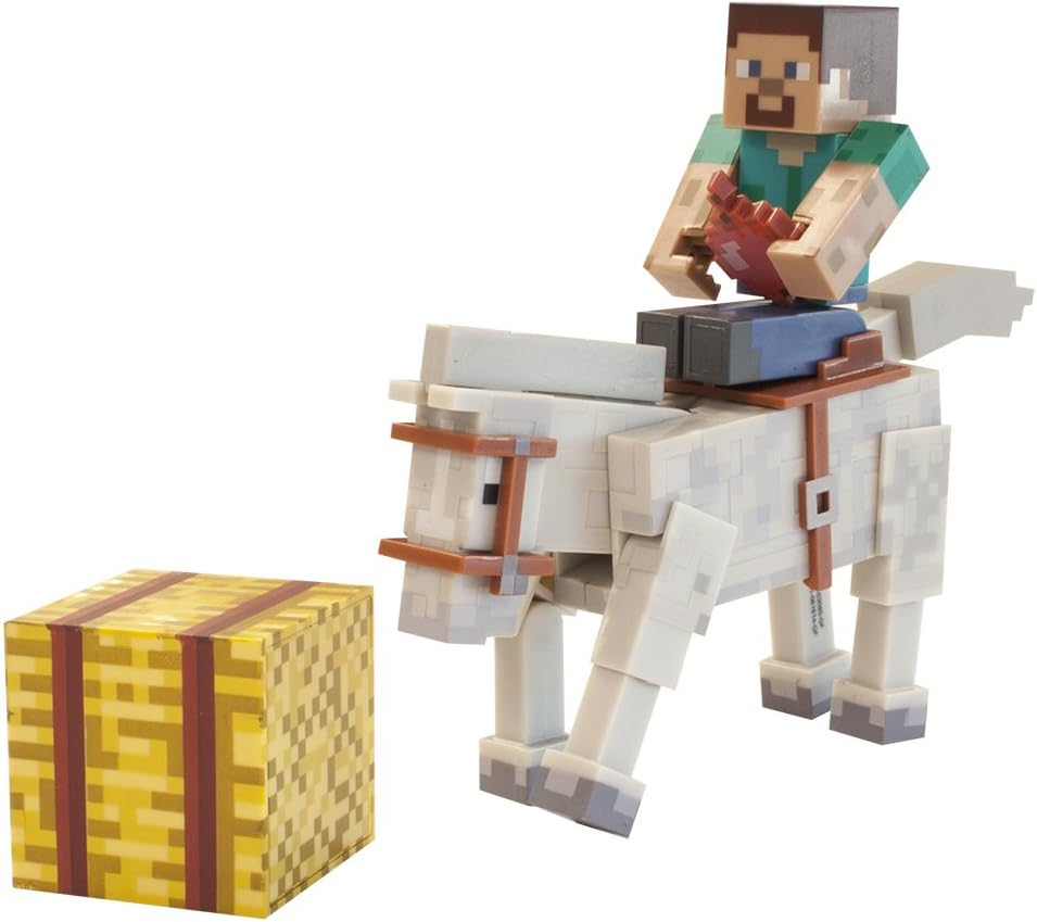 Amazon Minecraft Steve with White Horse Action Figure おもちゃ [並行輸入品