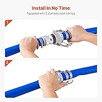 Vista 4 de VEVOR Manguera de Retrolavado, 1.5 pulgadas x 50 pies, Manguera de PVC Azul, con Abrazaderas, Camlock, Accesorios de Aluminio, Se Adapta a Varias