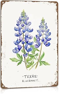 ALREAR Texas Bluebonnet Decor For Home Texas Souvenirs Gifts For Women Texas Wall Art Kitchen Metal Sign Vintage Decor Bat...