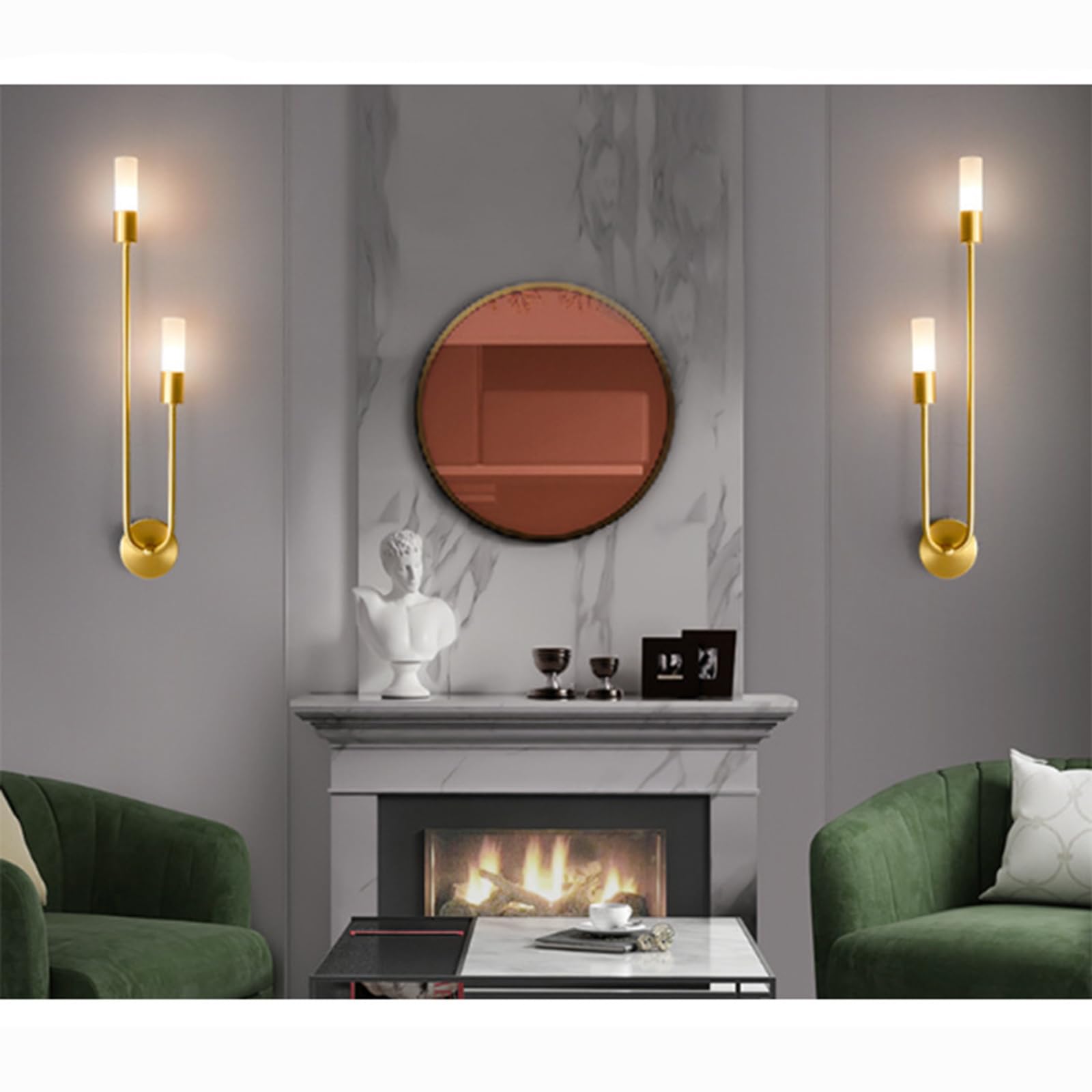 Moderne U-förmige Wandleuchte in Gold mit Acrylschirm, G9 kompatibel, 55cm Höhe Dekorative Wandlampe für Schlafzimmer, Wohnzimmer, Badezimmer, Flur, Hotel, Restaurant (Rechts.)