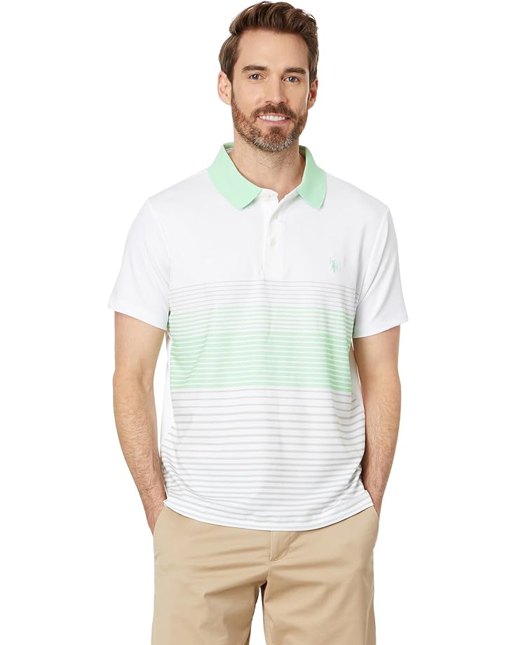 U.S. POLO ASSN. Poly Spandex Interlock Engineered Print Stripe Short Sleeve Polo Shirt - Main View