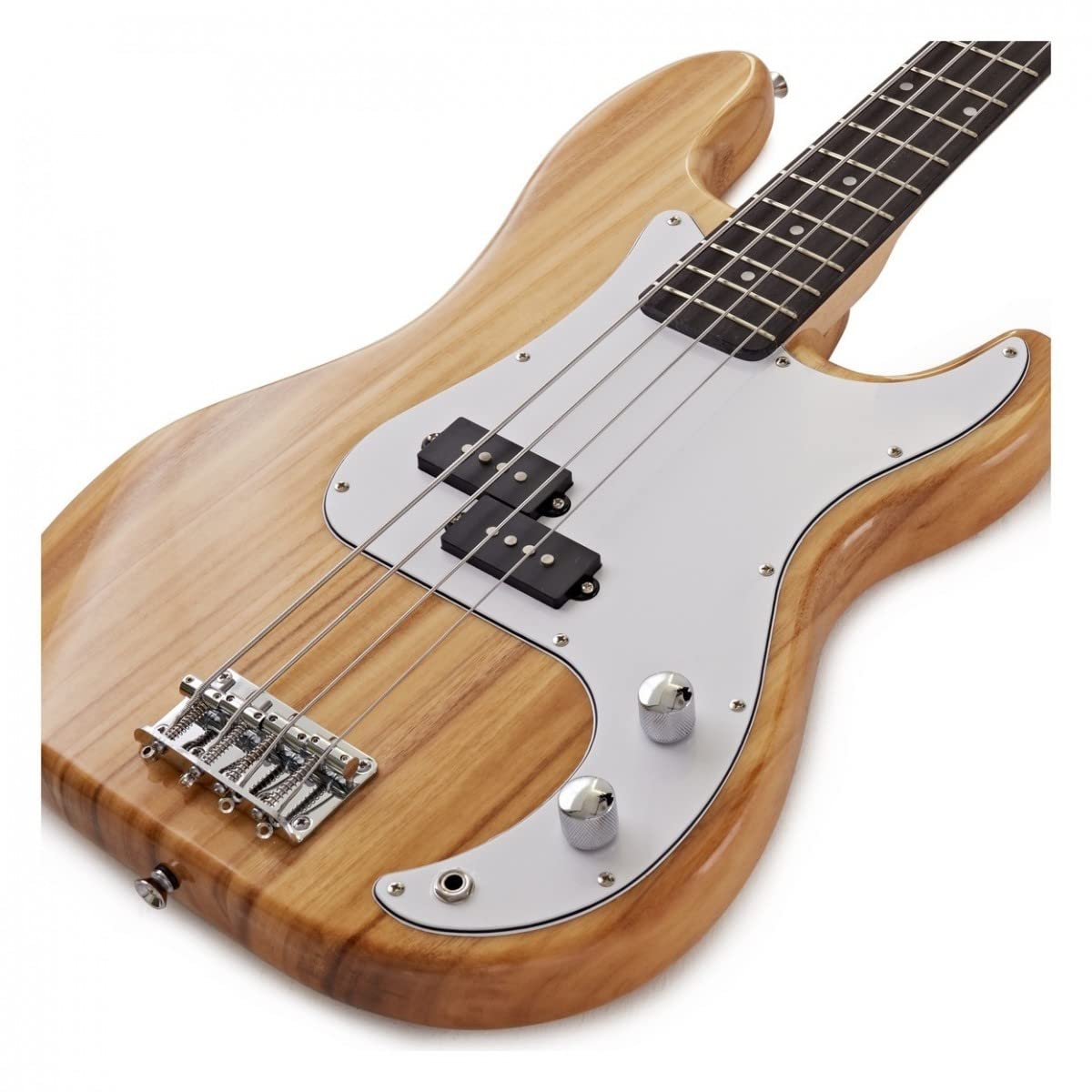 Gear4music Guitare Basse Electrique 4 Cordes avec Gig Bag Cable Strap LA Naturel