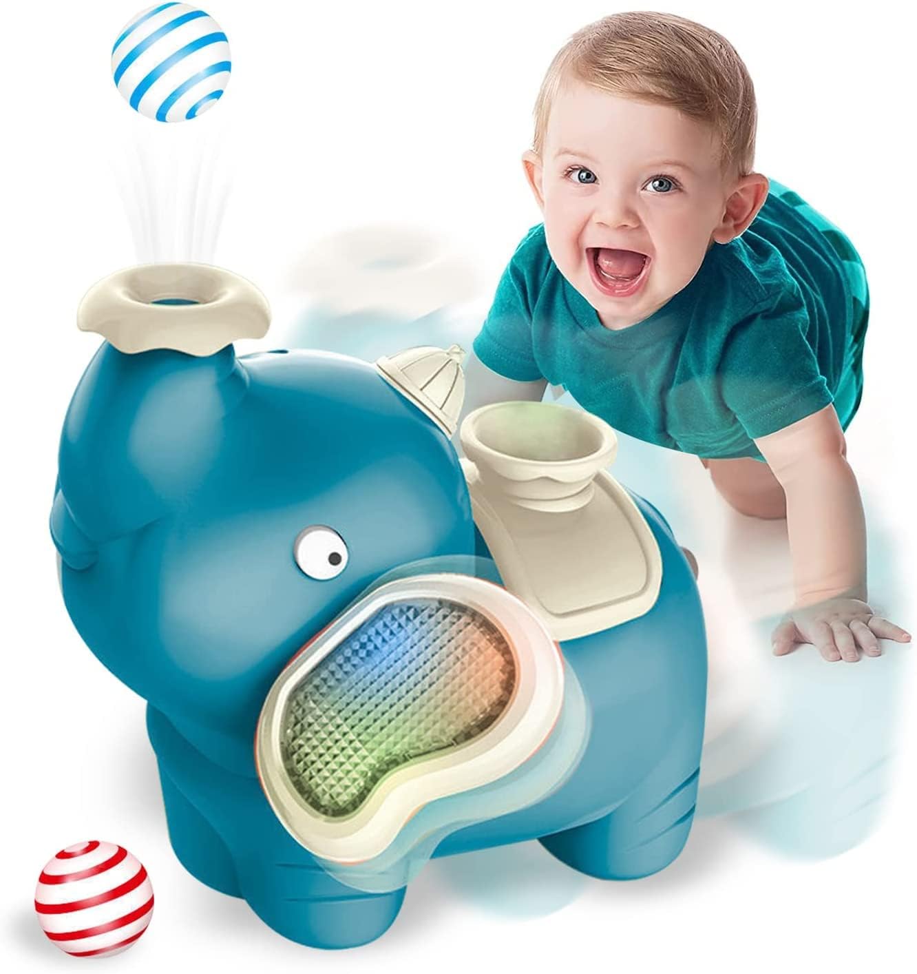 DUNGRANI ENTERPRISE Elephant Blowing Ball Walking Car Toys with Music Light Baby Crawling Toys Tummy Time Interactive Toddler Infant Toy Automatically Avoid Obstacles for Boys Girls (Multicolour) (B0DFMTPTDL) Amazon Price History, Amazon Price Tracker