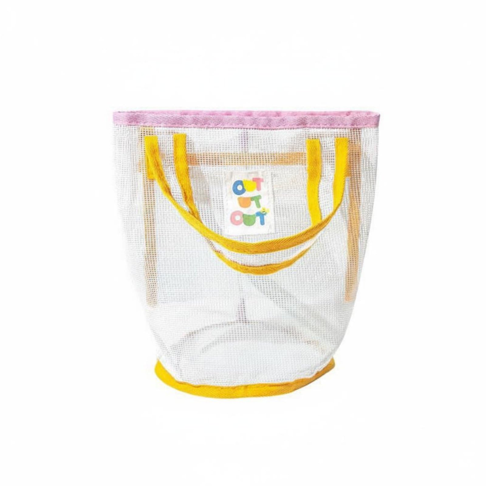 Color Block Mesh Tote Lightweight Beach Bag Easy To Clean For Swimming Pool, Gym, Yellow Pink, Cylinder | Reusable Eco Bags Travel & Shopping Women'S Handbags Clothing, Shoes-image-41