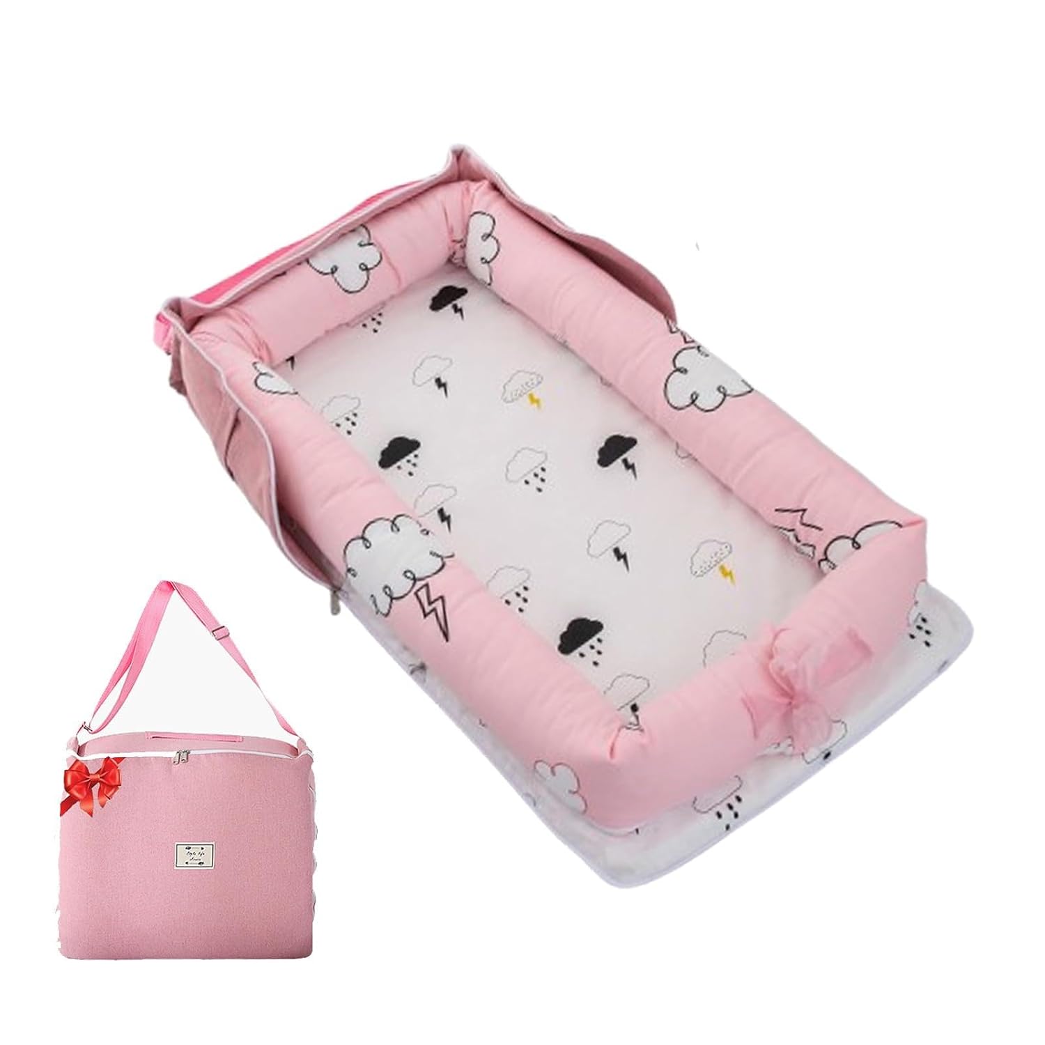 Baby Lounger for Tummy Time,Baby Lounger for Newborn Awake-Time Portable,Baby Play Mat for Learning & Playing,0-24 Months Home Travel(Rain Cloud)