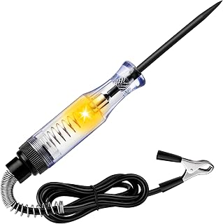 FEAOXYO 6-24V Automotive Circuit Tester Light - Durable Test Pen with Alligator Clip & Long Steel Probe for Cars, Trucks, SUVs