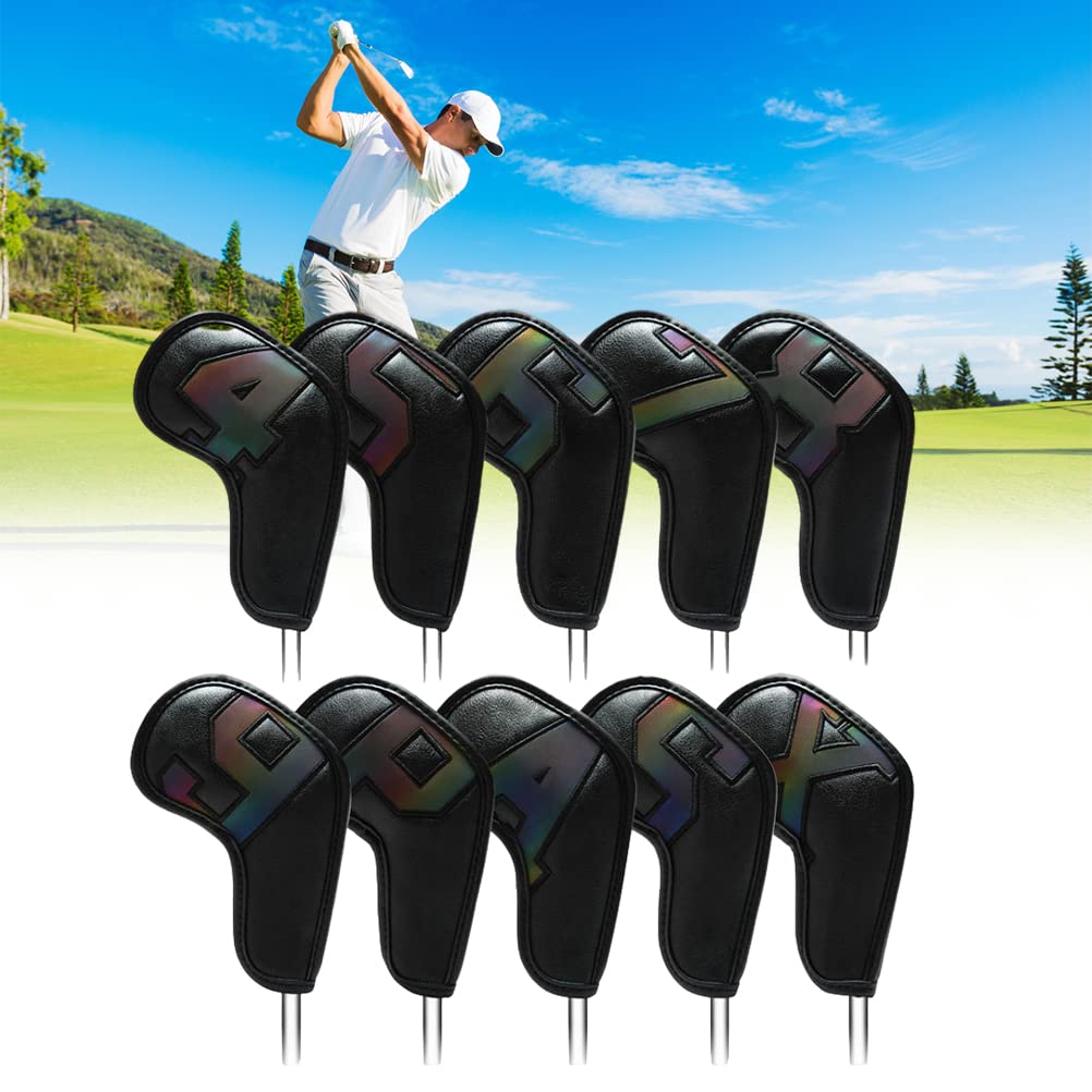 Fundas para Palos de Hierro de Golf, Funda de Cuero de PU para a Prueba de Agua, Funda para Palos de con números,Fundas para Cabezas de Palos para Fundas de Palos de Hierro