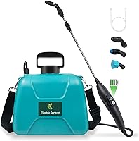 Giftsfaloy 2 Gallon Battery Powered Garden Sprayer - USB Rechargeable Electric Handle, 3 Nozzles, Retractable Wand, Adjustable Strap for Lawn Yard Garden
