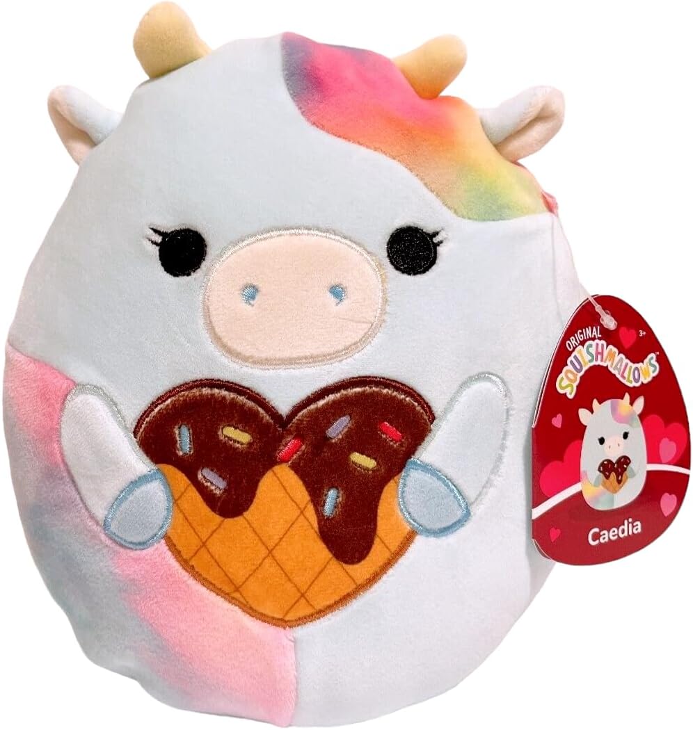 Squishmallows 2024 Valentine Squad 12" Plush Toy (12" Caedia The Cow Heart Ice Cream)