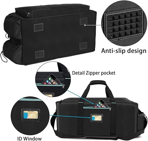 Miniatura 5 de Bolsa grande para DJ incorporada, resistente tablero de soporte, bolsa de cable de DJ con 9 divisores desmontables y correa acolchada para el