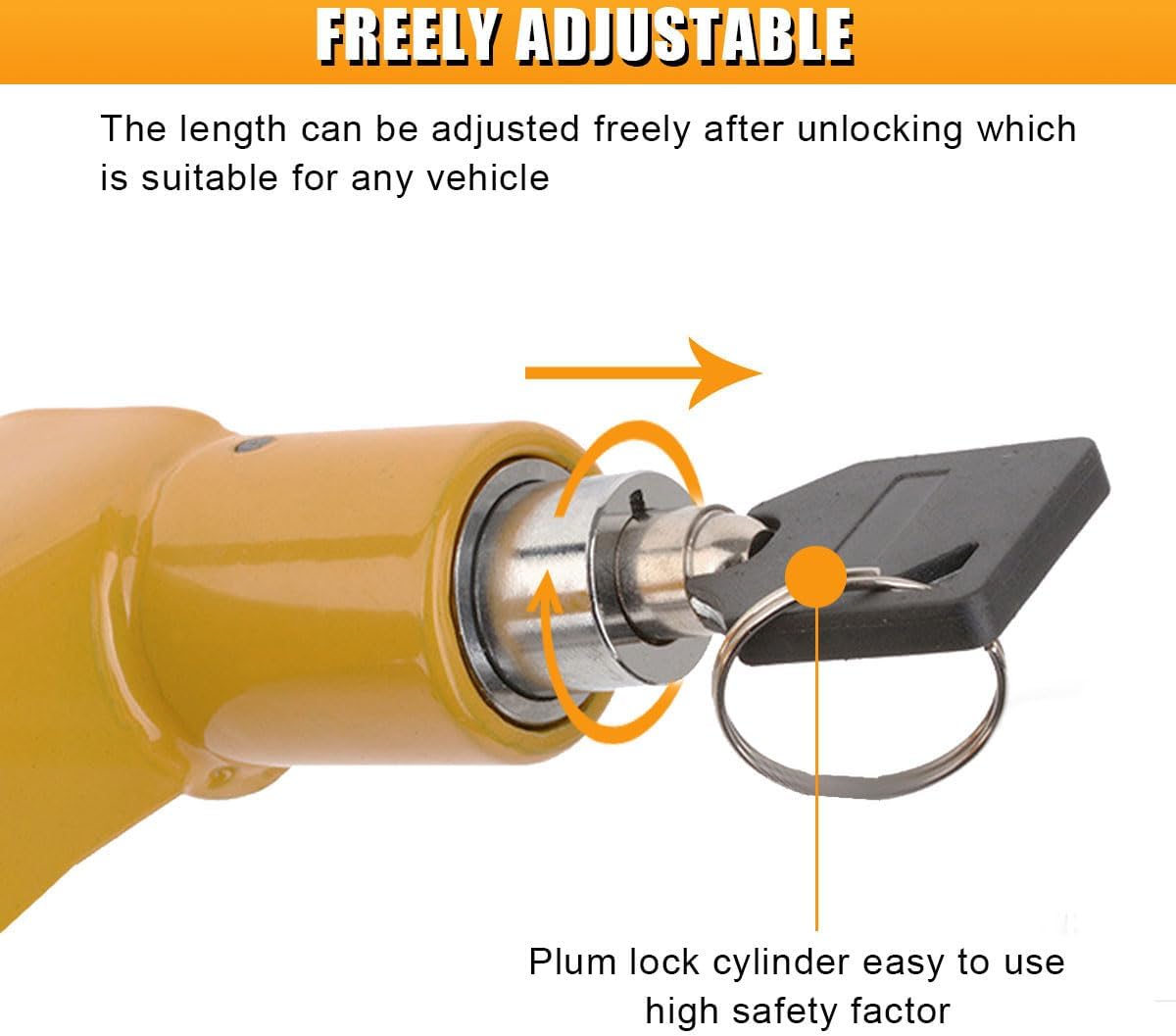Handbrake to Gear Stick Lock, Steel Auto Security Lock Device with Adjustment Locking and Keys, Universal Anti Theft Handbrake Accessory Fit for Manual and Automatic Vehicle