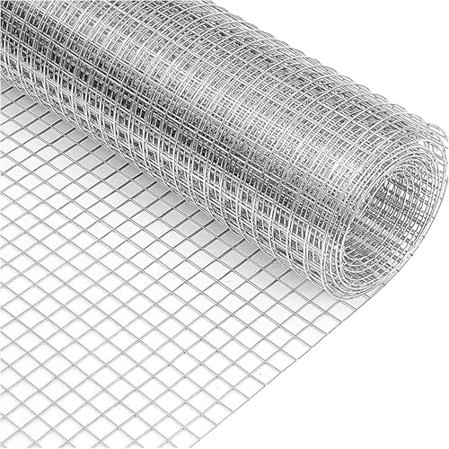 1 rollo de malla de acero inoxidable para aves de corral de 50 x 50 mm, rollo de tela soldada para valla de jardín, recinto de animales, red de alambre reutilizable de 1 x 22 m