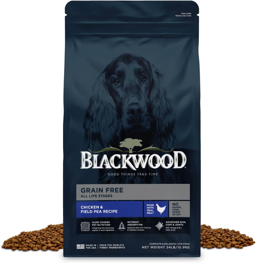 Blackwood Grain Free Dry Dog Food, Chicken & Field Pea Recipe, 24 Pound Bag for All Life Stages, Slow Cooked with Vitamins & Minerals for a Balanced Diet