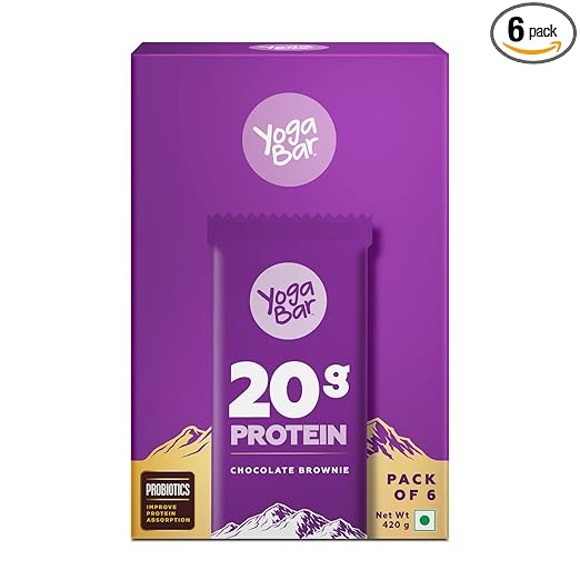 Yogabars 20g Protein Bars Chocolate Brownie | Pack of 6 | 6 x 70g