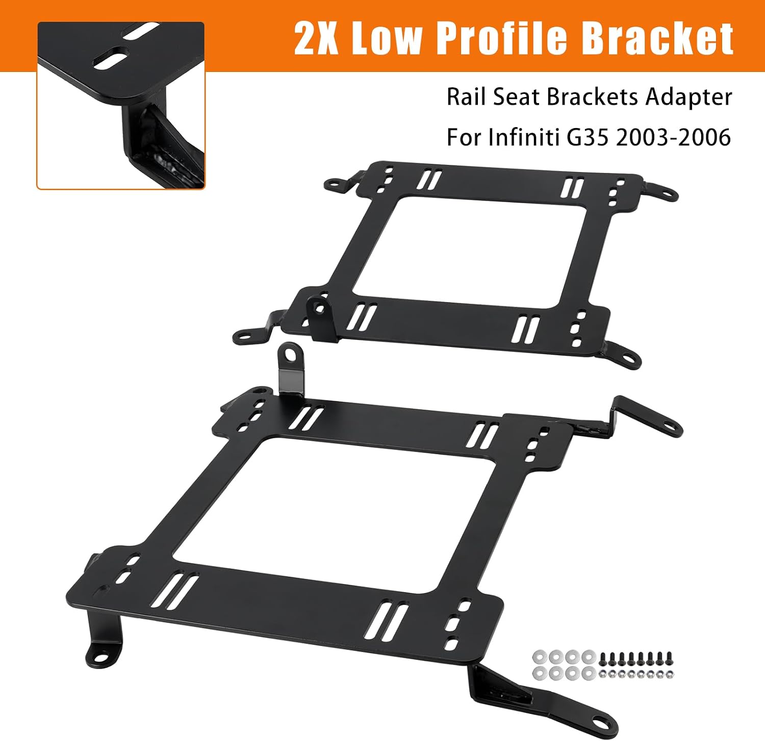 Artudatech Pair Seat Brackets Low Profile Steel for Infiniti G35 2003-2006 Aftermarket Seat Adapter CNC Welded