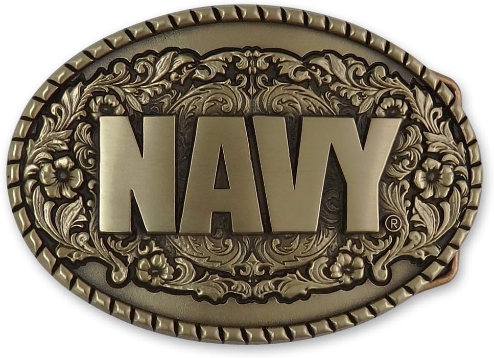 Indiana Metal Craft US NAVY Solid Brass Belt Buckle MADE IN USA (Brass)