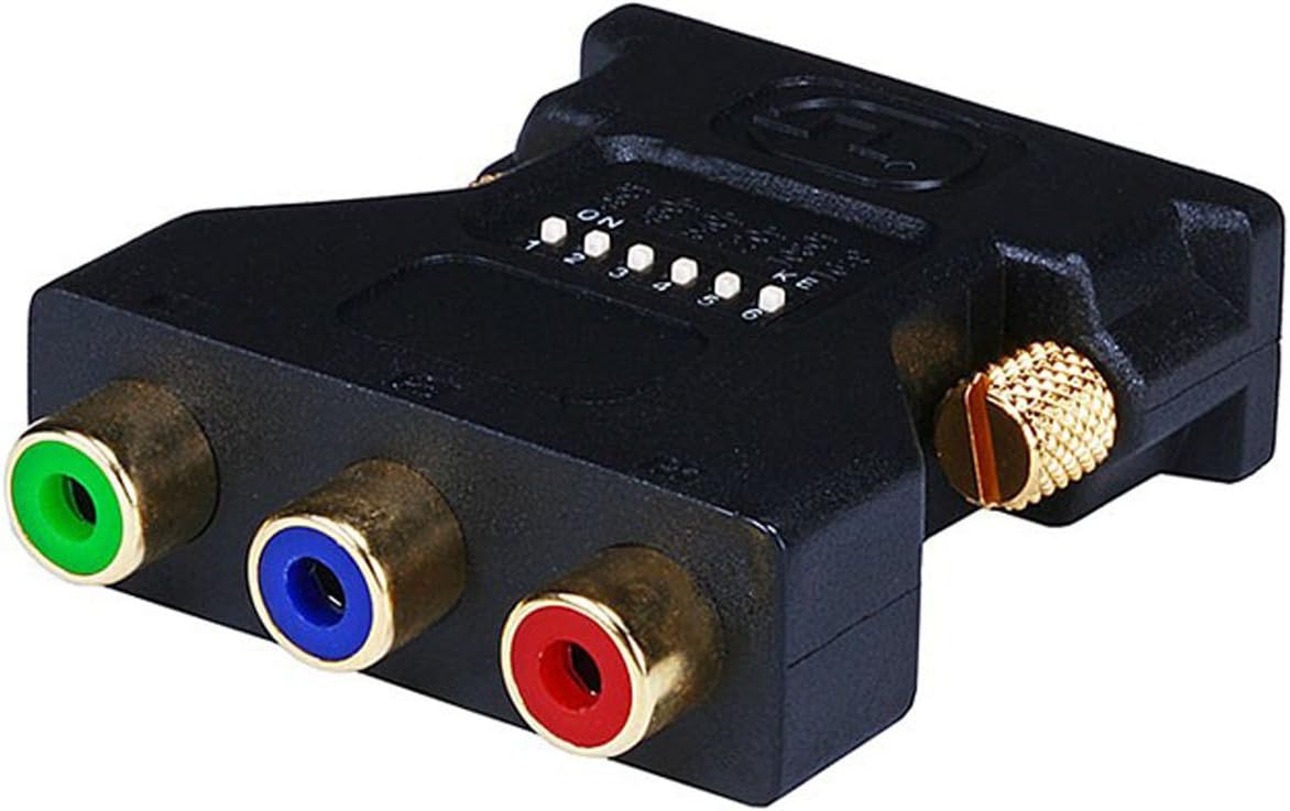 Monoprice DVI-I Male to 3 RCA Component Adapter w/ DIP Switch for ATI Video Cards (Gold Plated)