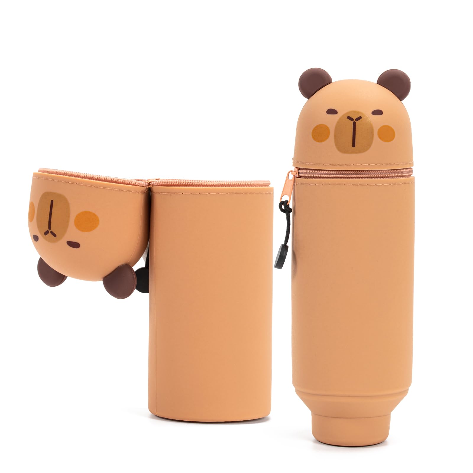 Zouwel Capybara 2 en 1 en Silicone, Trousse Kawaii pour Filles et Garçons | Rangement pour Crayons et Marqueurs