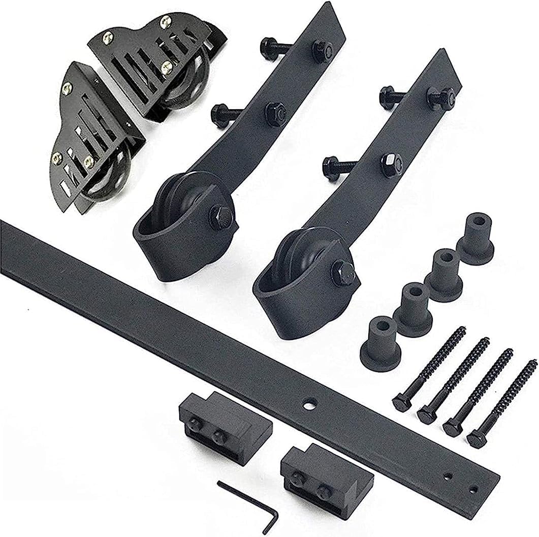 5ft-13ft Sliding Ladder Library Full Set Hardware Rolling Track (No Ladder) Flat Tube Mobile Ladder Track for Home/Indoor/Loft, with Floor Roller Wheels, Black (Size : 10ft/300cm)