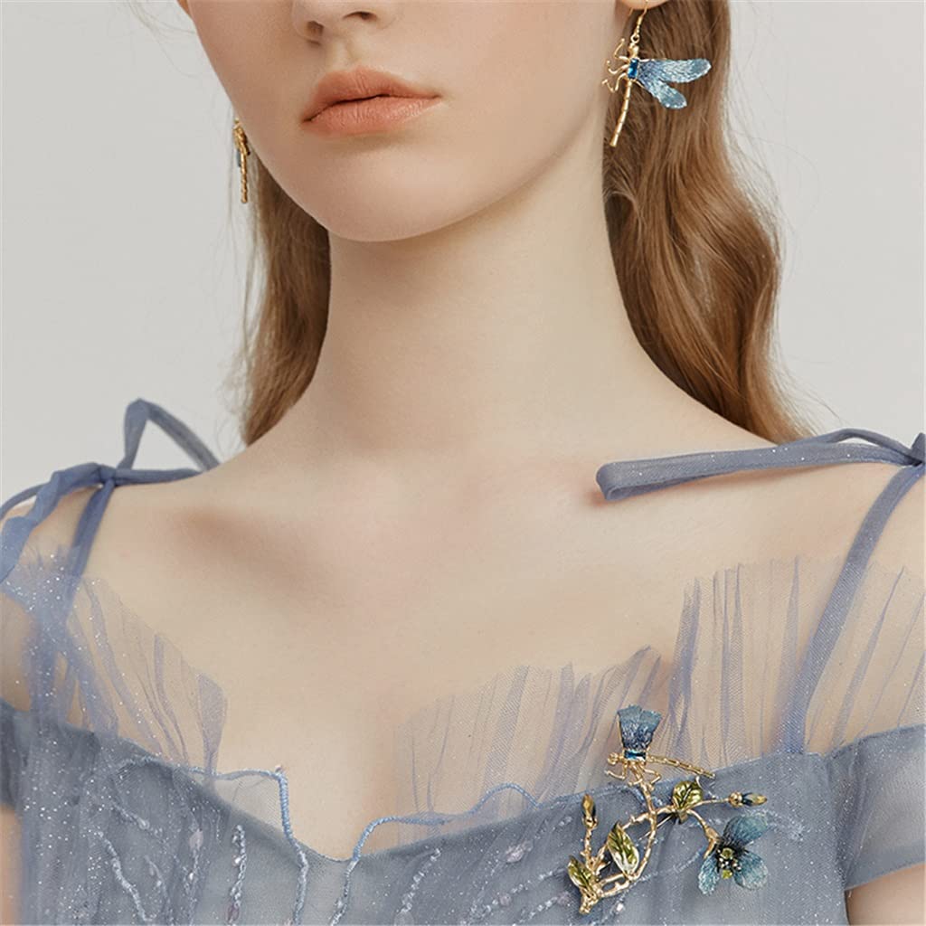 Stickerei Farbverlauf Libelle Blume Romantische Blatt Brosche Brosche Kleid Mantel Pin Zubehör