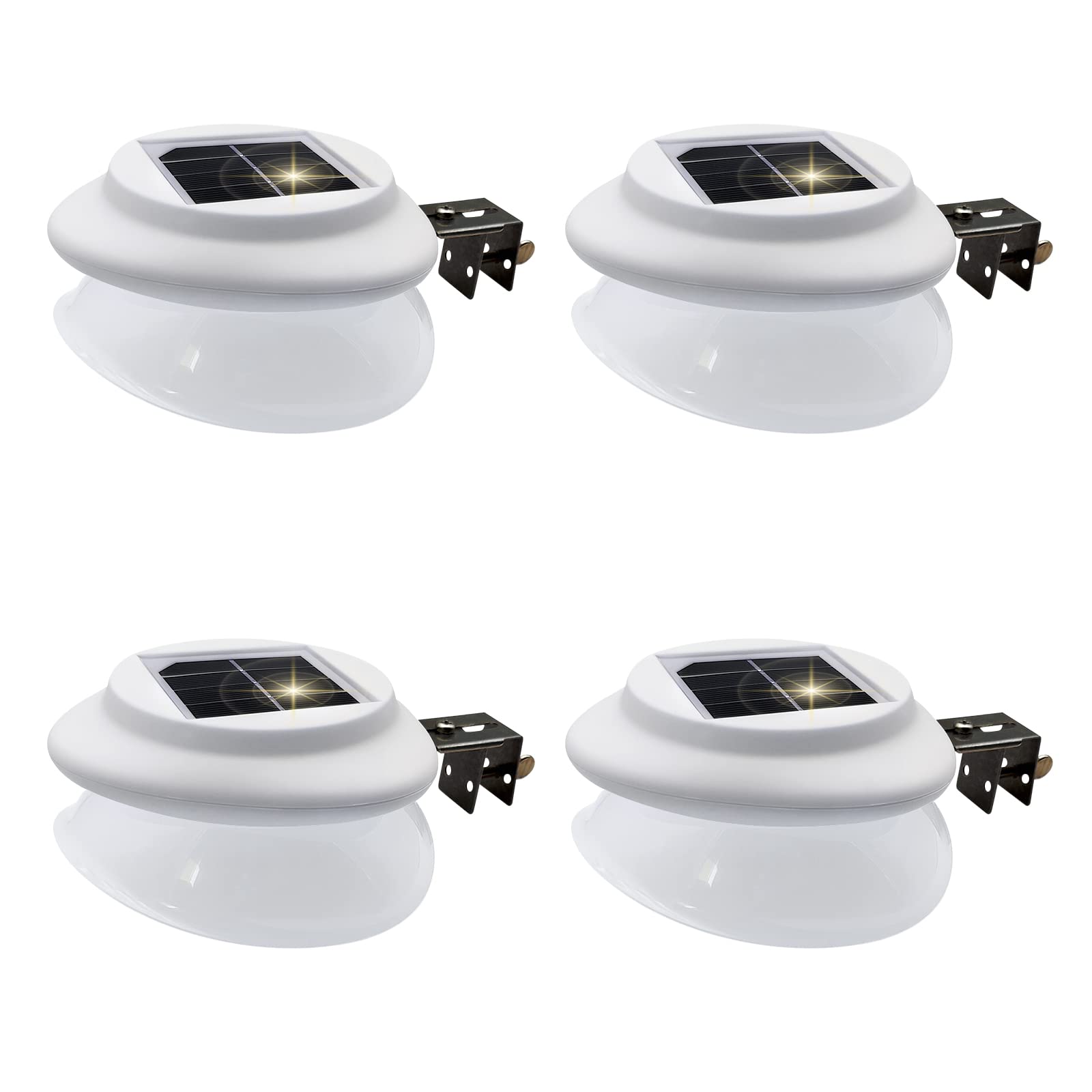 Aveki White Solar Fence Gutter Lights, Leds Solar Powered Garden Outdoor Lights Waterproof Security Lamp For Outdoor Garden Fence Wall Lobby Pathway ( 4 Pack) Size 9