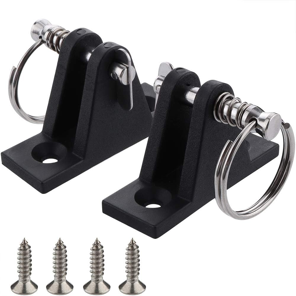 VTurboWay2 Pack Marine Grade Nylon Bimini Top 90°Plastic Deck Hinge with Pin and Ring, 316 Stainless Steel Boat Accessories, Free Installation Screws