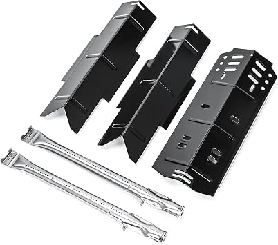 Hisencn Grill Parts for Dyna glo DGH353CRP, DGF350CSP, DGH373CRP-D, DGF371CRP-D, Stainless Steel Burner Tubes & Porcelain Steel Heat Plates for Dyna Glo 3 Burner Grill Replacement Parts