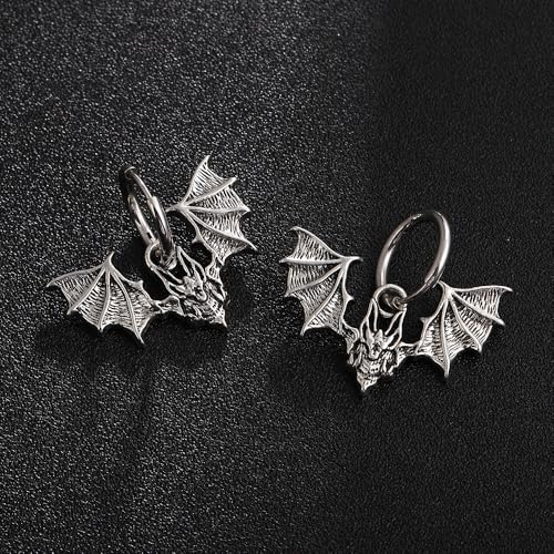 YWMAN Gothic Bat Necklace and Earrings Set, Stainless Steel, Silver, Viking Style, Protection Amulet, Medium, Unisex Halloween Vampire Jewelry4