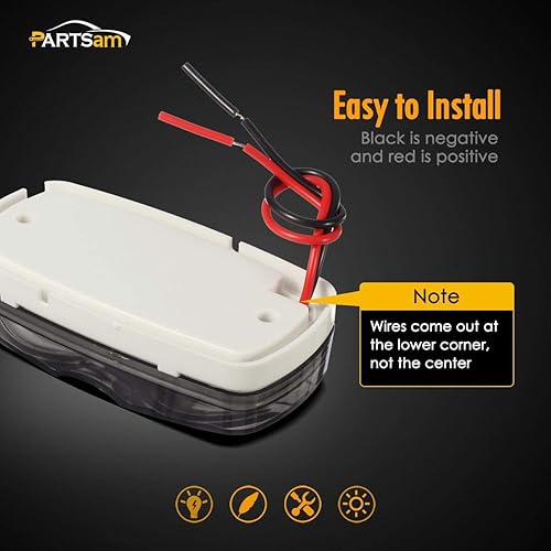 Miniatura 6 de Partsam 14 luces LED de doble diana rojaámbar, luz lateral, luz de humo, luces de marcador LED de ojo de tigre, luz LED rectangular rectangular de 4