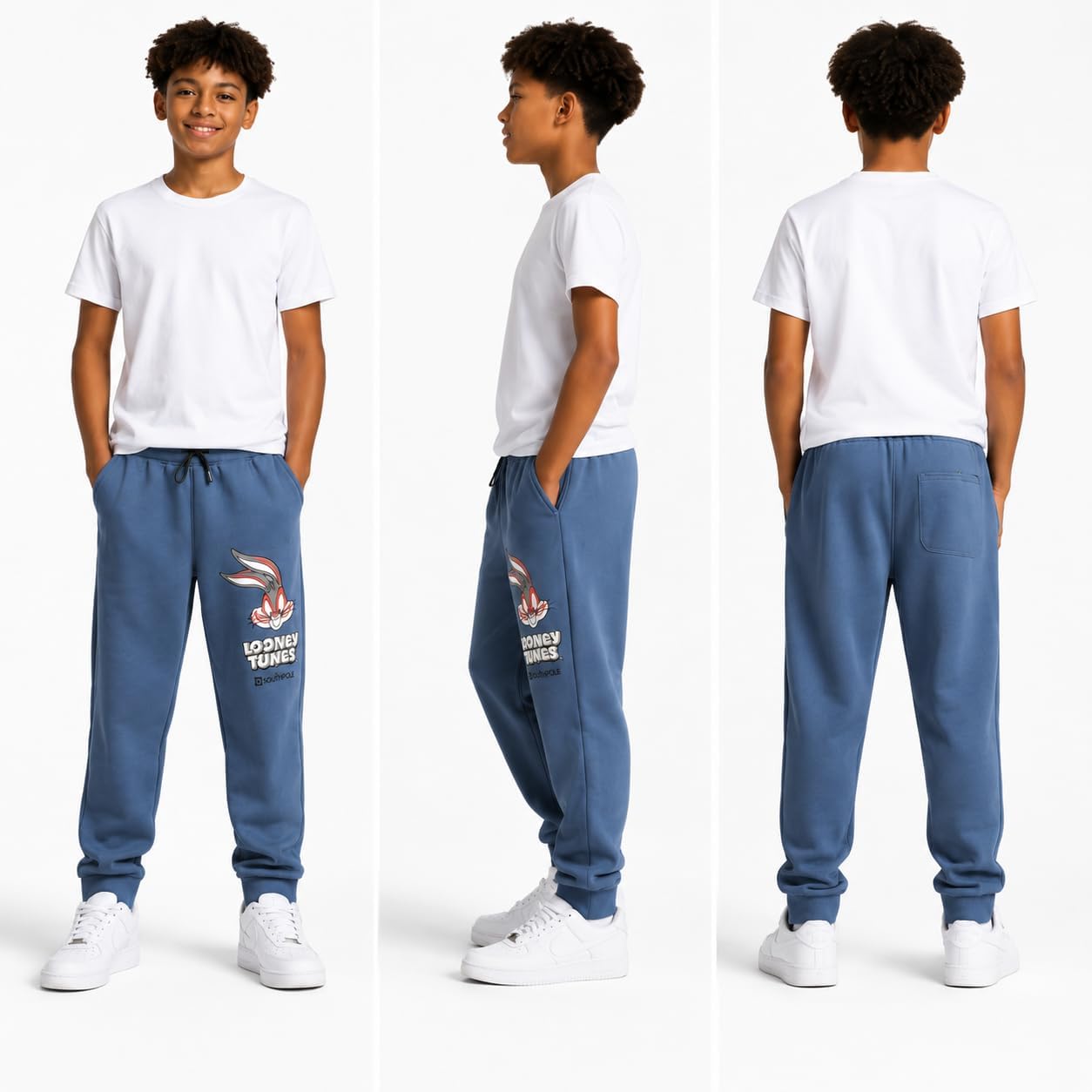 Southpole Boys Sweatpants - Bugs Bunny Athletic Performance Puff Print Graphic Sweatpants Joggers for Boys with Pockets