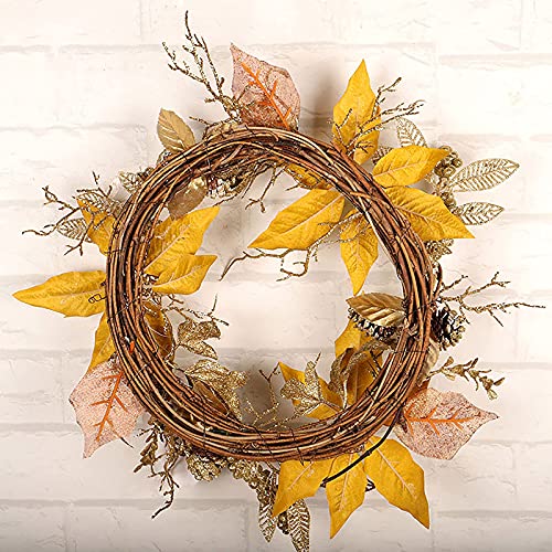 Couronne de Noël dorée pour porte extérieure résistante et chic
