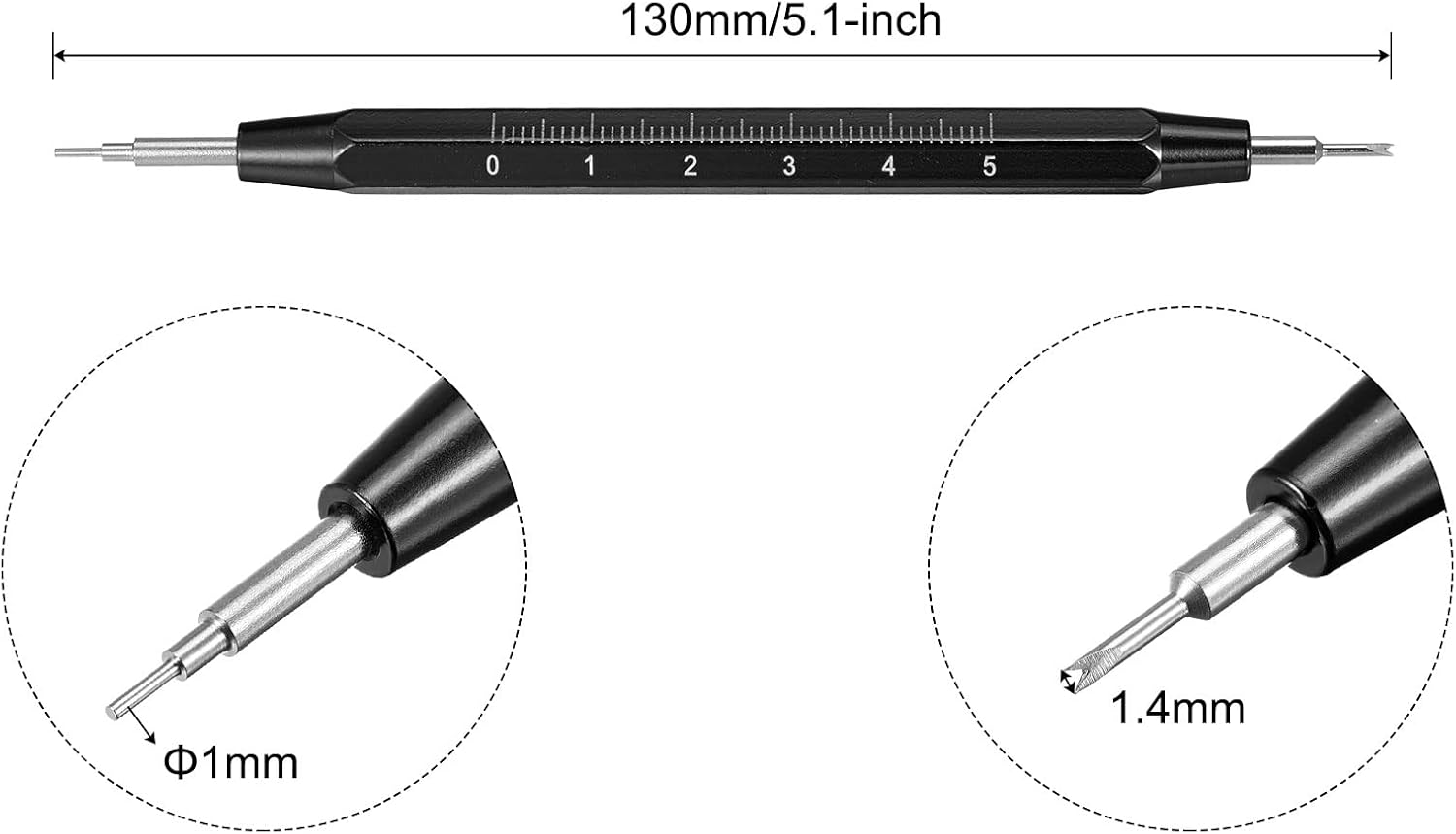 uxcell Watch Spring Bar Tool Double Tips Watch Spring Link Pin Removal Tool with Metric Scale for Watch Repair, Black
