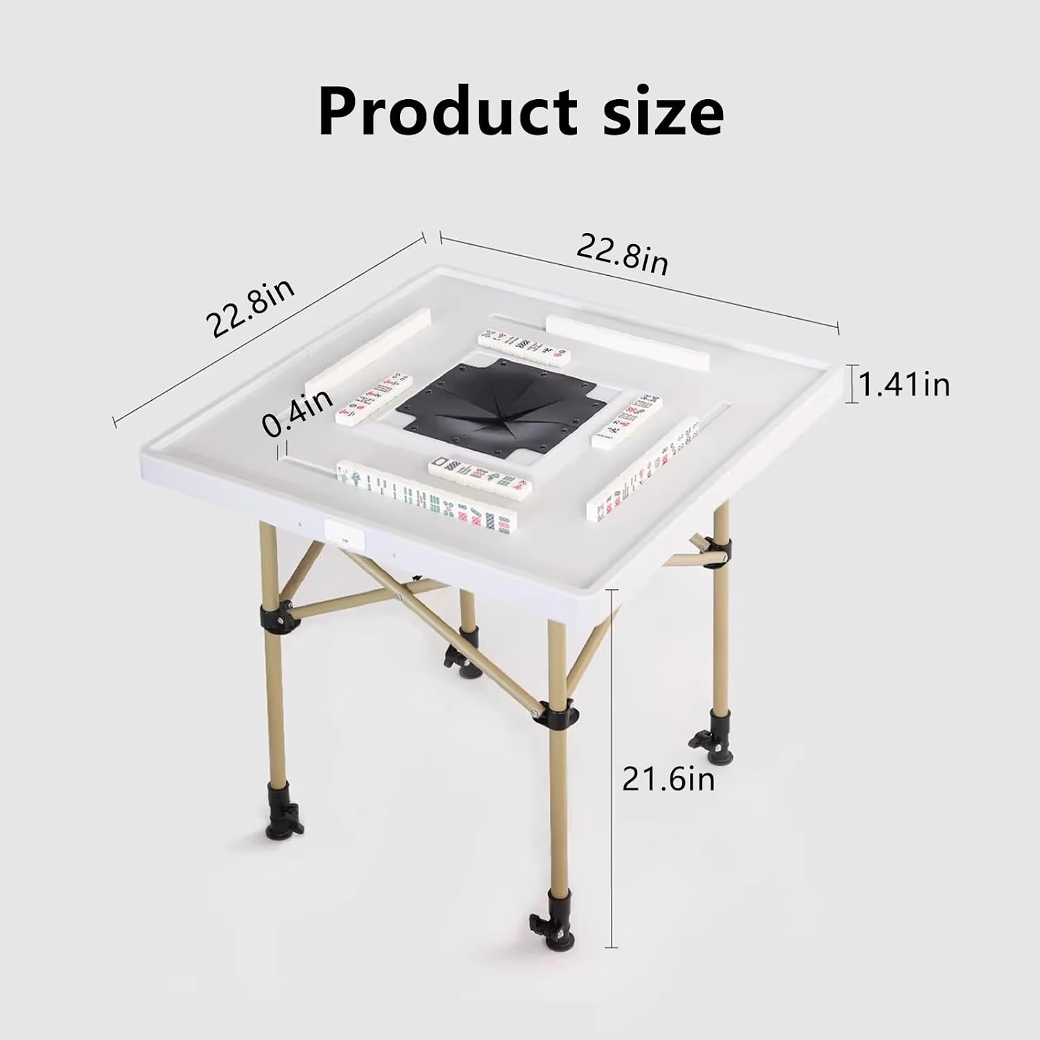 Folding Mahjong Table, Portable Foldable Table with Collapsible Legs for Mahjong, Domino, Poker and Card Games