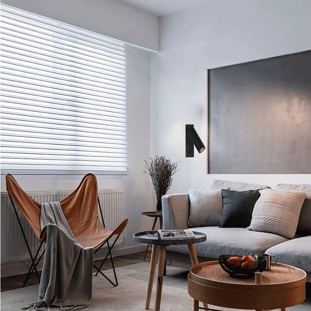 Lampe De Lecture De Chevet, Applique Murale En Métal Noir Avec Réglage De Rotation 350 ° + 90 °, Mini Applique Murale De Chambre À Coucher, Appliques Murales Led Modernes - 3 W, Appliques Mura