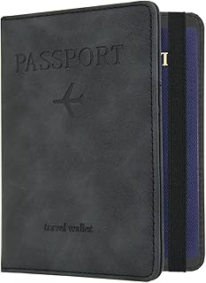 Passport Holder for Travel Essentials, Wallet Cover Case for Travel Must Haves Accessories, Book Holders for Women and Men, Black