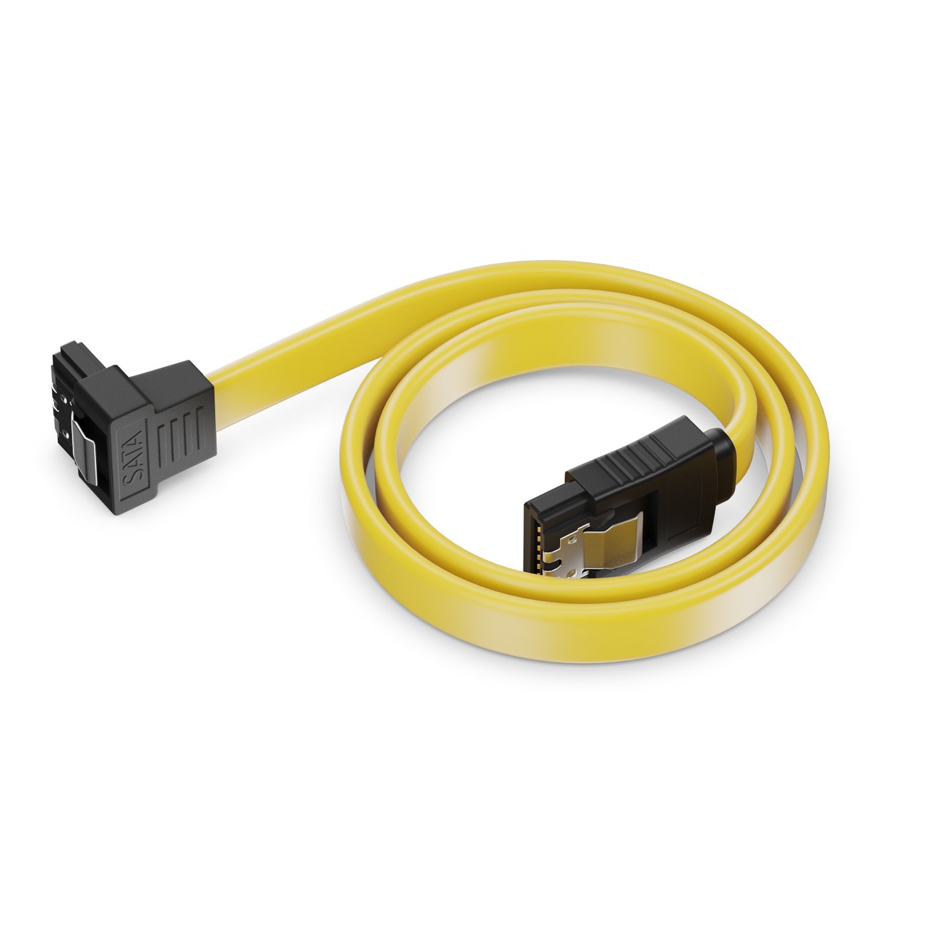 DeleyCON Lot De 3 Câbles SATA III 50cm Nylon - Connecteur Coudé 90° 6Gbit/s Noir