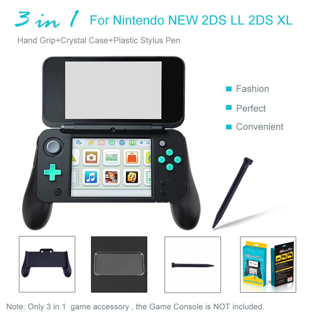 Amazingdeal Poignée 3 en 1 avec étui en cristal et stylet en plastique pour console Nintendo NEW 2DS LL 2DS XL