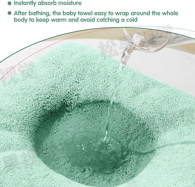 Image of Hooded Baby Towel - Premium Soft Bath Towel for Baby, Newborn,Infant - Ultra Absorbent,Natural Baby Stuff Towel, Soft Coral Velvet Coral Fleece Bath Towel for Boys and Girls (Green Elephant)